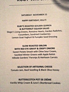 Ruby Watchco Birthday Menu